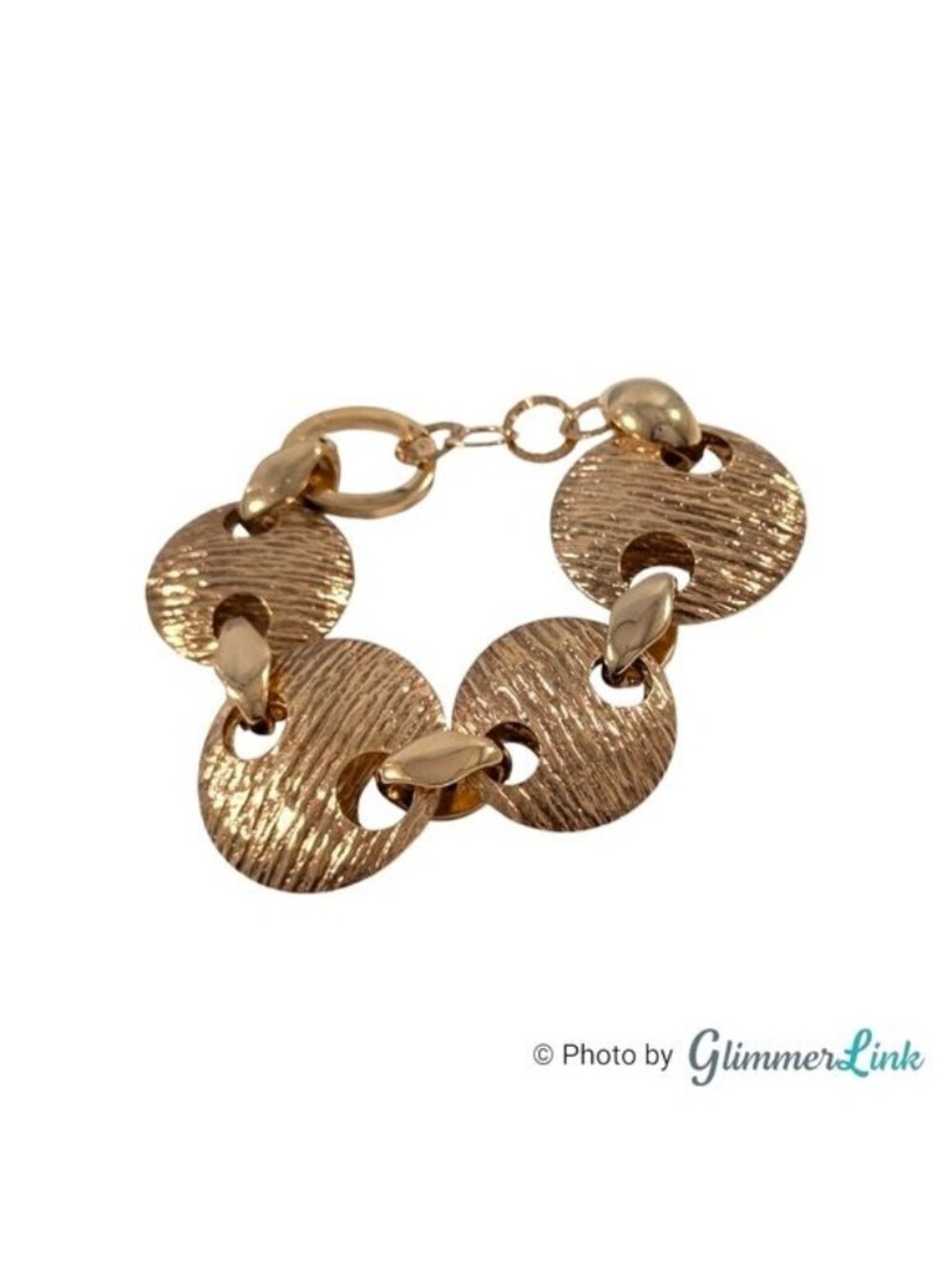 Gold Plated Sterling Silver Textured Statement Bracelet